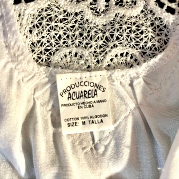 Acuarela Cuban Design butterfly white lace colorful festive top size Medium - Picture 7 of 10